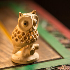 Home handmade wooden carved owl showpiece