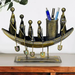 Home metal boat table decor showpiece pen stand